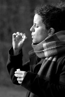 Woman And Soap Bubble BW Royalty Free Stock Image Woman And Soap Bubble BW Royalty Free Stock Image