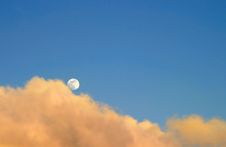 Moon At Sunset Stock Photography
