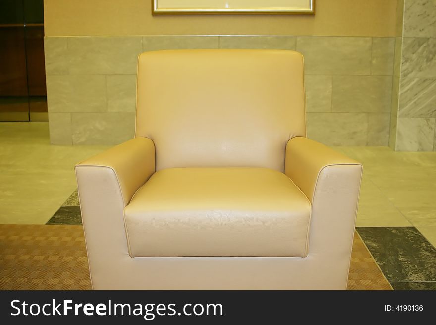 Close view of sofa chair in office