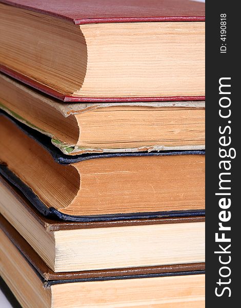 Stack of old books. background