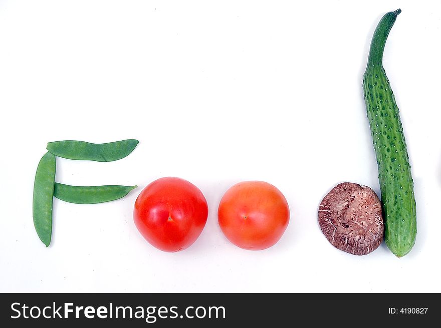 Put into the design of vegetables in the white background and