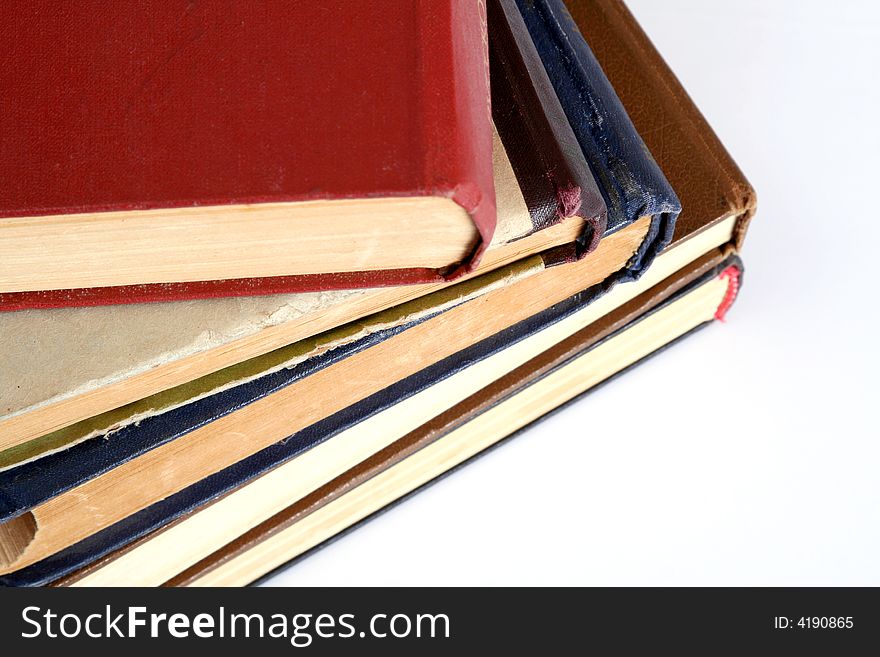 Stack of old books. Red book