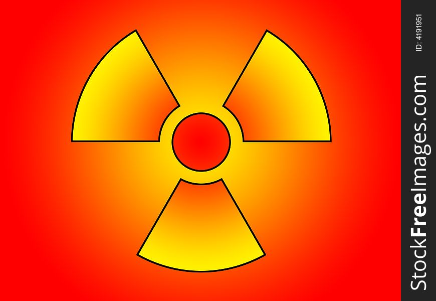 Sign on radiating danger on a red background