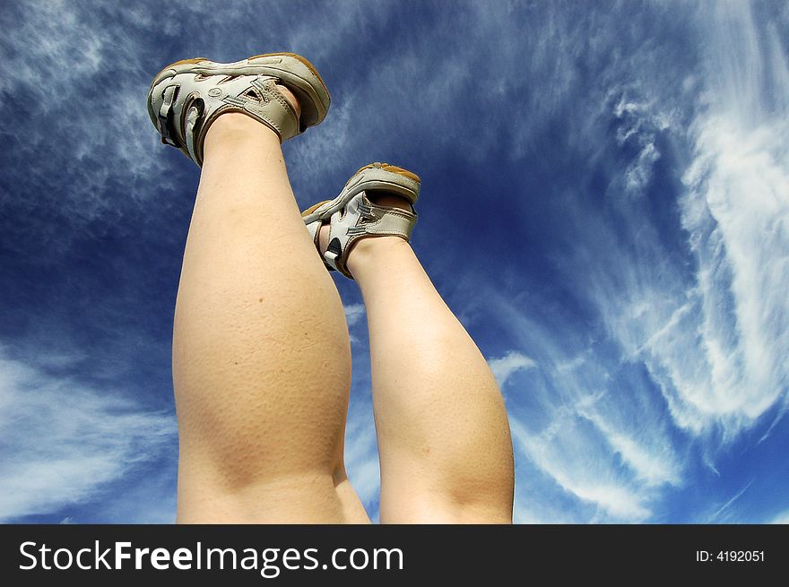 Legs in the air in Mote Park, Msidtone, Kent, UK