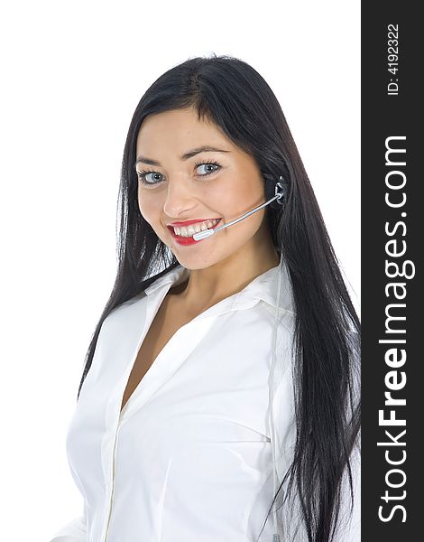 Business woman calling on white background