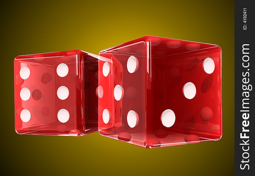 Transparent red plastic dices. Digital illustration, includes clipping path. Transparent red plastic dices. Digital illustration, includes clipping path.