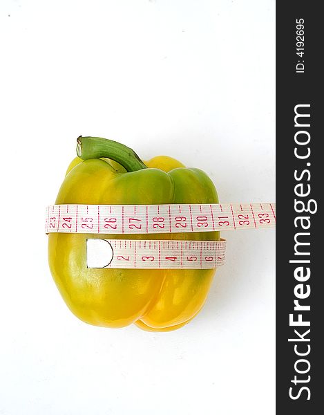 Photo of yellow pepper on a white background