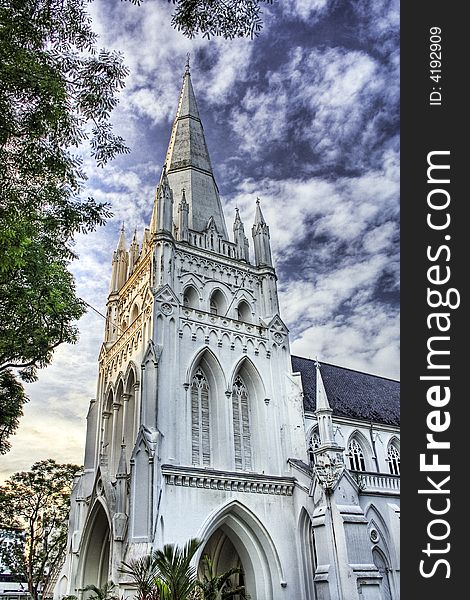 This image, St Andrew's Cathedral, Diocese of Singapore, has an AdobeRGB(1998) color profile.  The colors in the Dreamstime preview image differ slightly from the actual AdobeRGB(1998) colors.  The image actual colors will be rendered properly in an image viewer that understands AdobeRGB(1998).