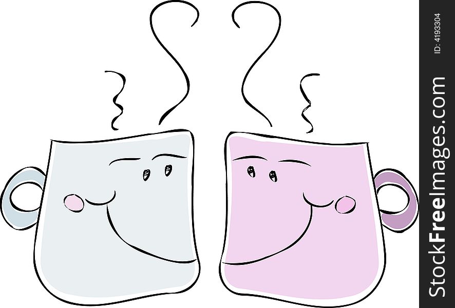 Two happy pastel-colored cups symbolizing love and harmony, fill them with whatever is your favorite beverage :). Two happy pastel-colored cups symbolizing love and harmony, fill them with whatever is your favorite beverage :)