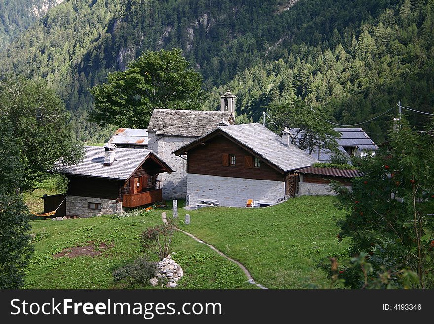 Mountain huts typical of the monte Rosa. Mountain huts typical of the monte Rosa