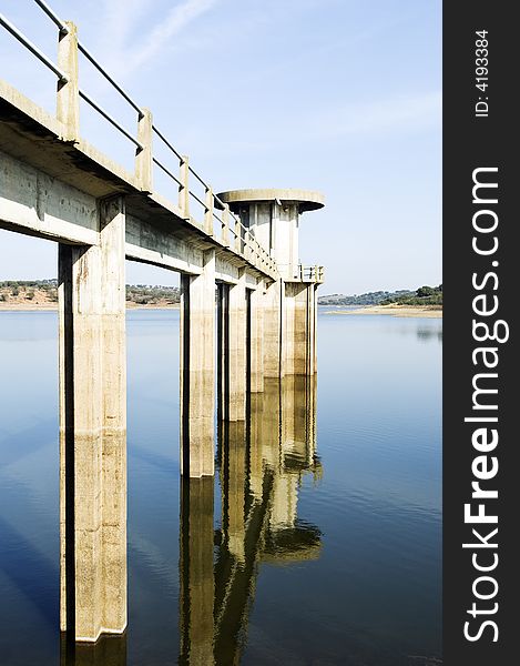 Intake tower in Vigia Dam, Alentejo, Portugal