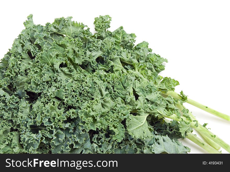 Bunch of fresh kale leaves and stems. Bunch of fresh kale leaves and stems