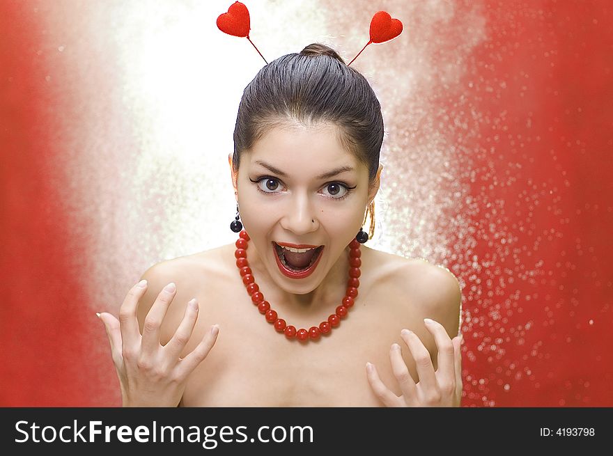 Shouting Female With Hearts