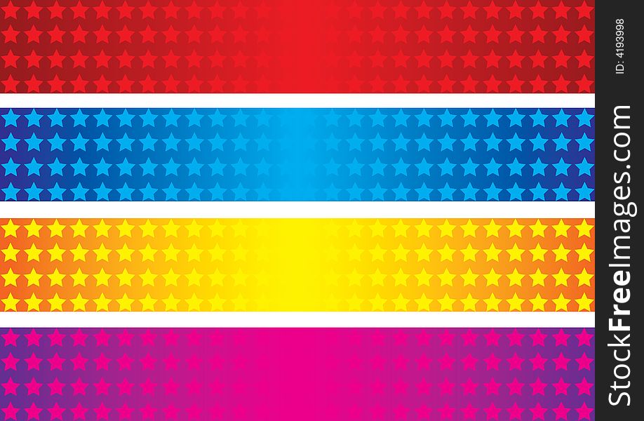 Four colorful star banners and headers. More in my portfolio.