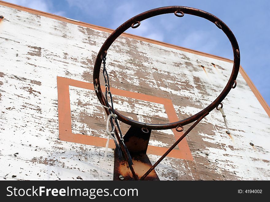 Baskeball hoop on outdoor court. Baskeball hoop on outdoor court