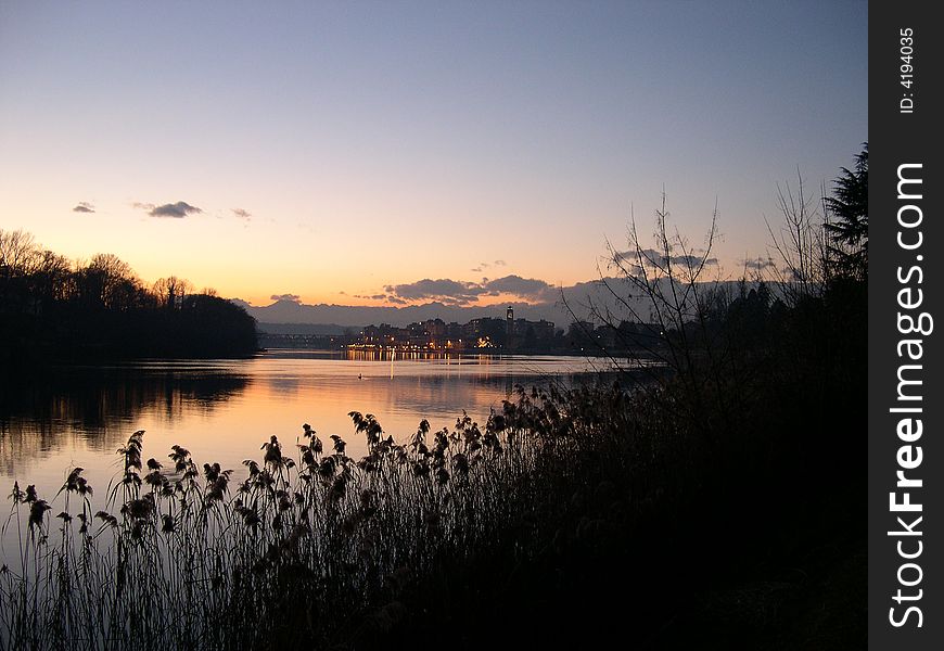 Sunset on an italian river