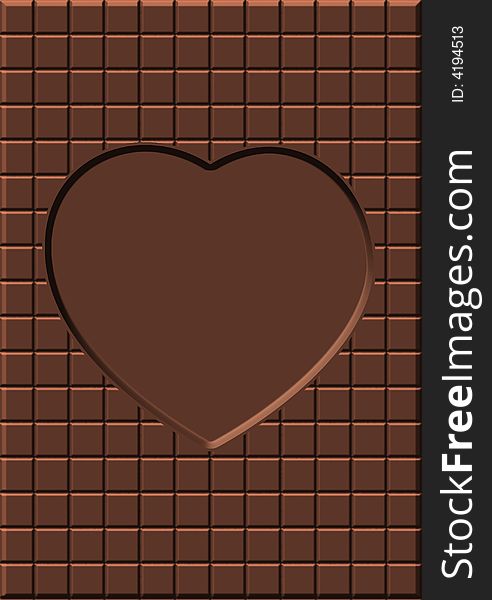 Illustration of heart in chocolate table. Illustration of heart in chocolate table