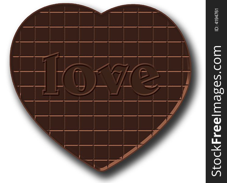 Illustration of chocolate table with shape of heart. Illustration of chocolate table with shape of heart
