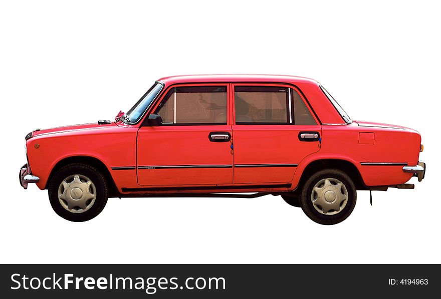 Car-red Uaz isolated on a white background