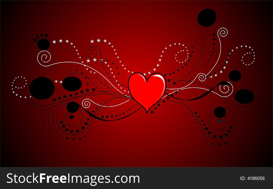 Fantasy heart with red and black background