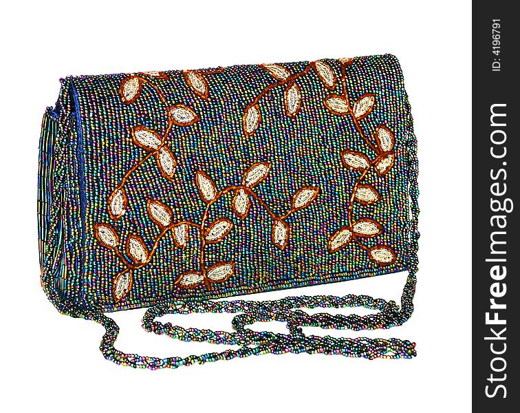 Ladies' handbag. Instructed by multi-coloured glass. Ladies' handbag. Instructed by multi-coloured glass