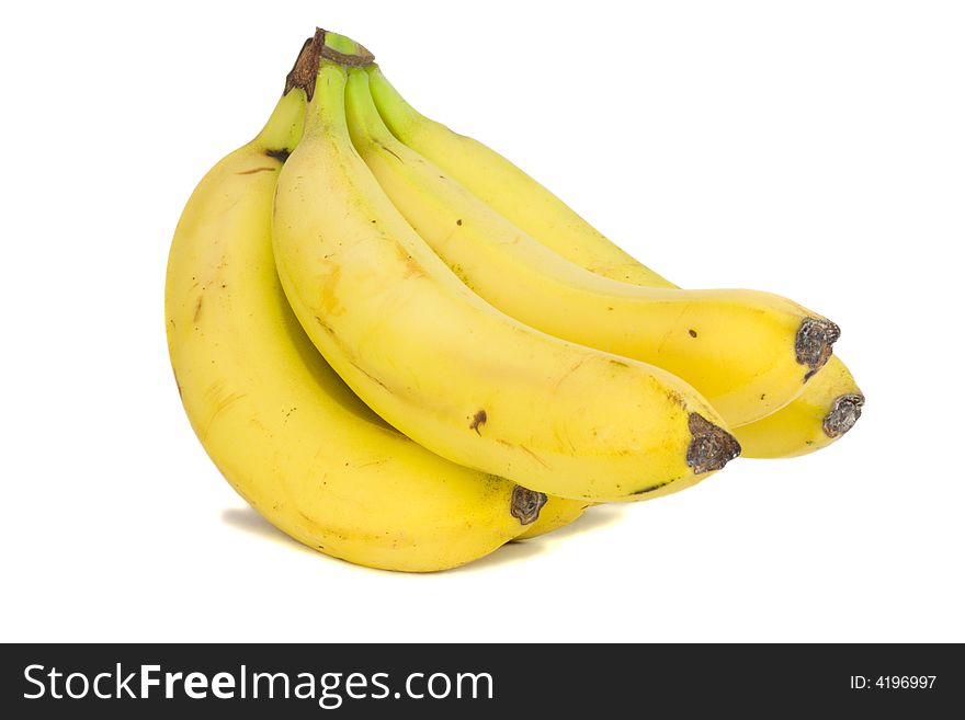 Close up of a bunch of bananas isolated on white
