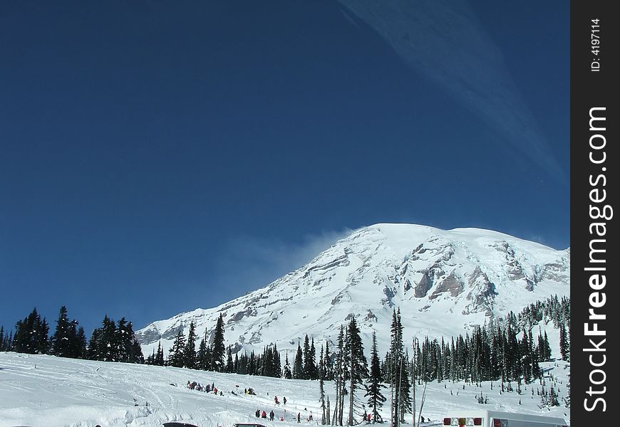 Mount Rainier snowplay area at Paradise. Mount Rainier snowplay area at Paradise