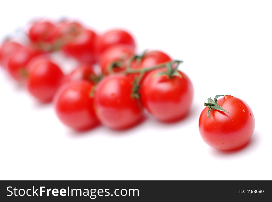 Group of red tomatoes on white. Group of red tomatoes on white