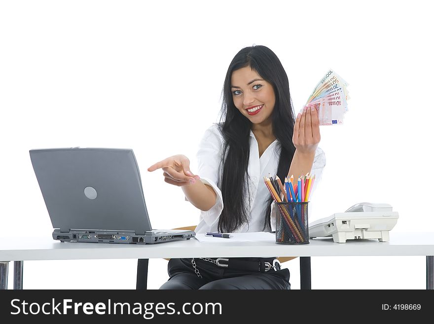 Business woman  working on isolated background