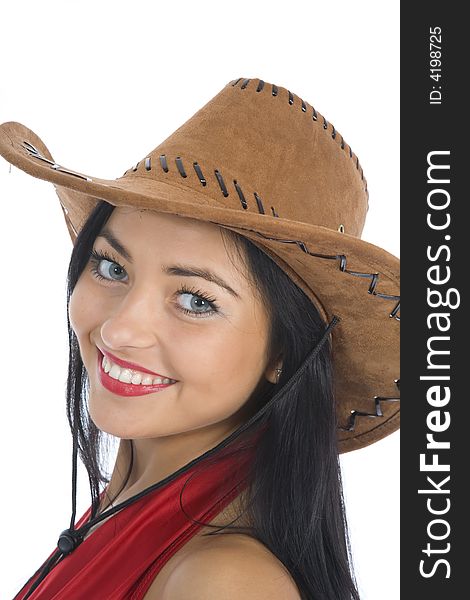 cowgirl on white background. cowgirl on white background