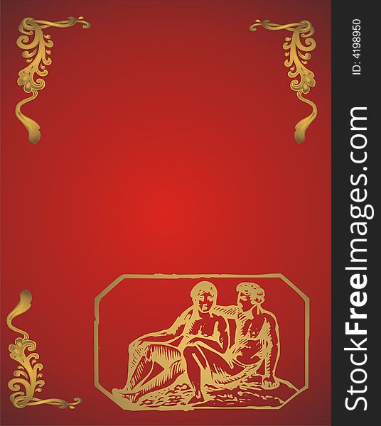 Zodiac femini - twins - red and gold -