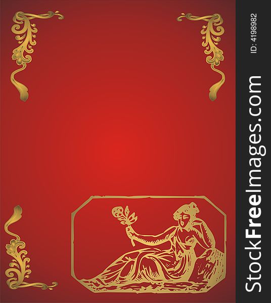 Zodiac virgo - red and gold -