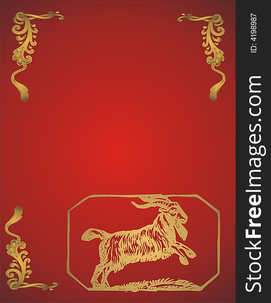 Zodiac capricorn - red and gold -