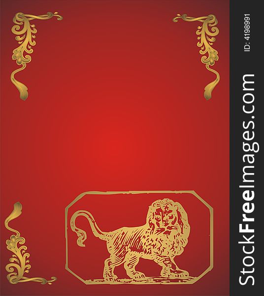 Zodiac leo - gold and red -