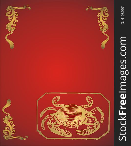 Zodiac scorpion - gold and red -