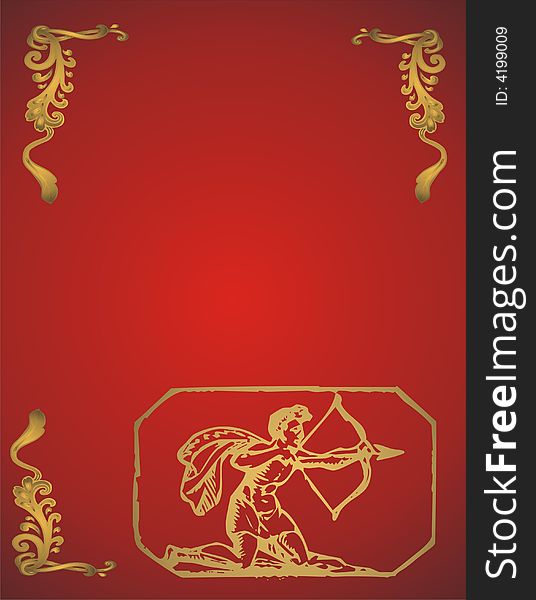 Zodiac sagittarius - gold and red -