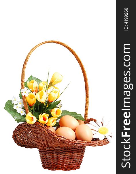 Easter basket isolated on white background