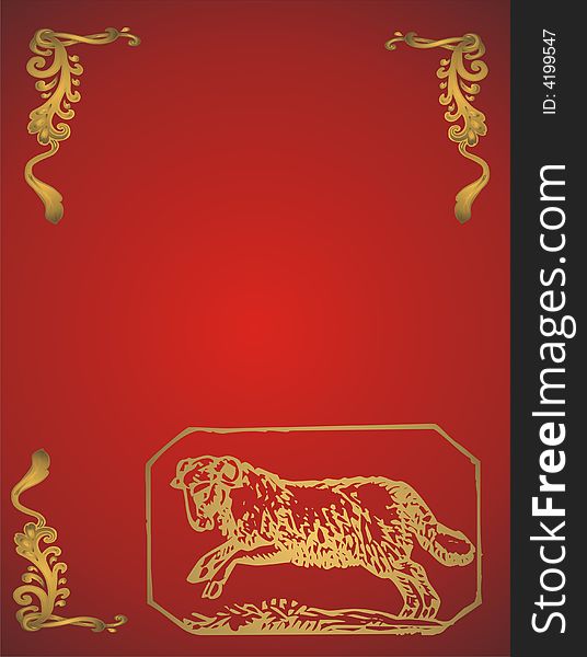 Aries zodiac - gold and red -