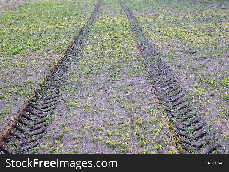 Two tracks in agricultural land