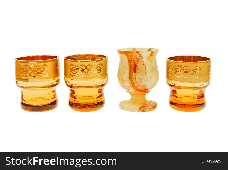 Isolated wine-glasses Gold - red color