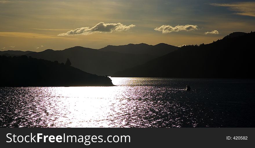 Late afternoon in Marlborough Sound, New Zealnd