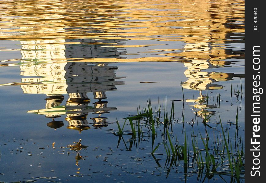 Reflection of church in water. Reflection of church in water