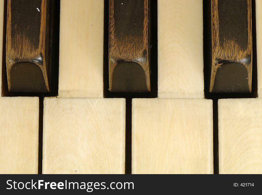 Keys of very old piano. Keys of very old piano