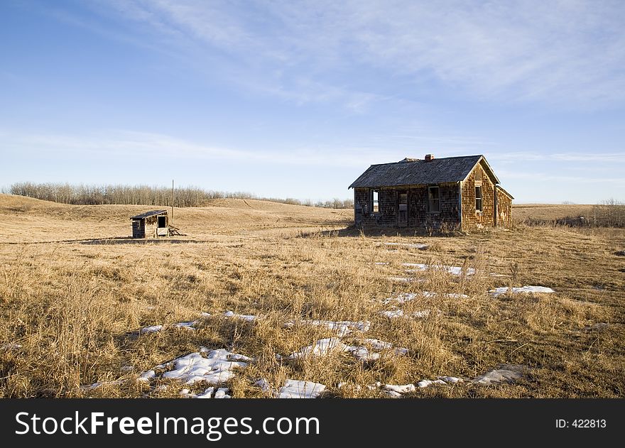 An abandoned farmhouse. An abandoned farmhouse