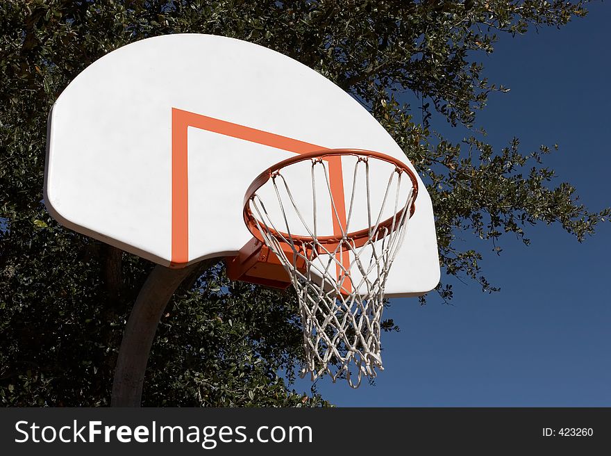 Basketball backboard, hoop, and net. Basketball backboard, hoop, and net
