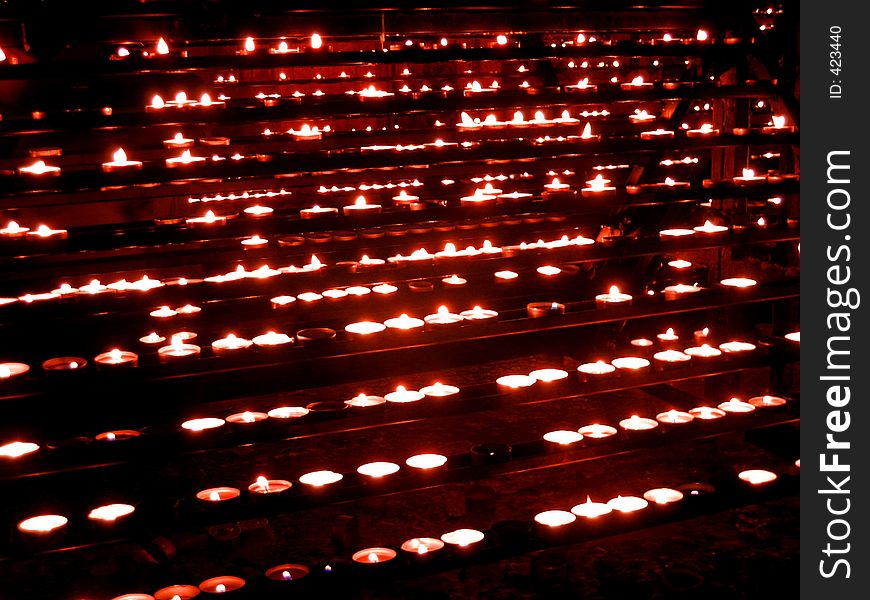 Candles in a cathedral