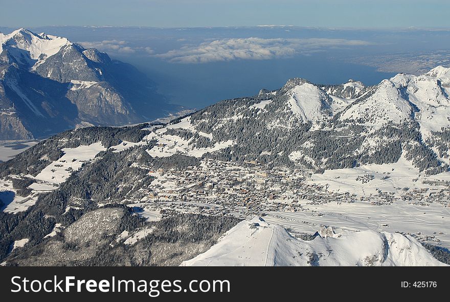 Switzerland alp ski-resort. Switzerland alp ski-resort.