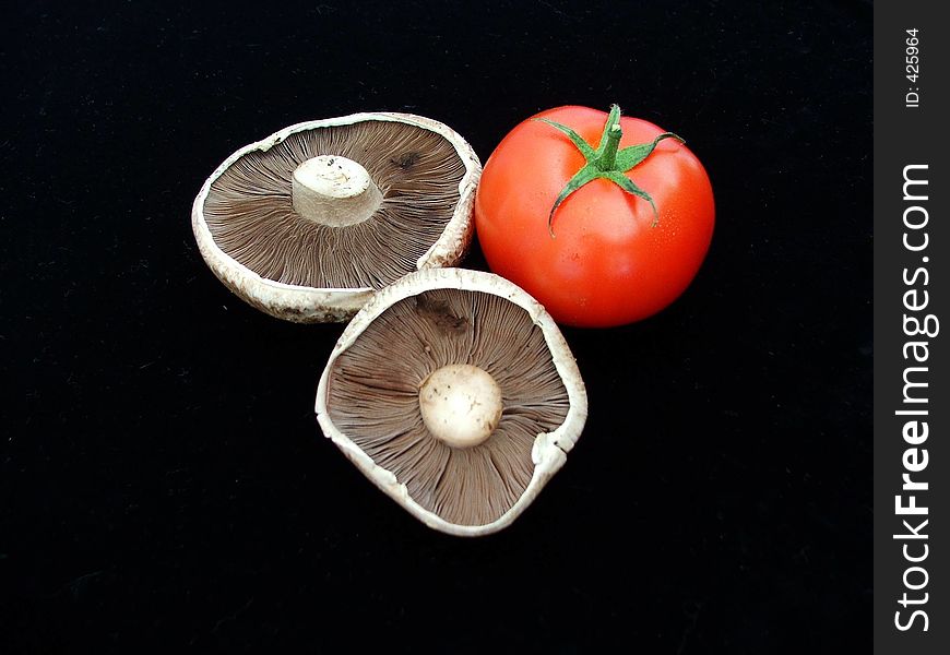 Tomato and mushrooms. Tomato and mushrooms