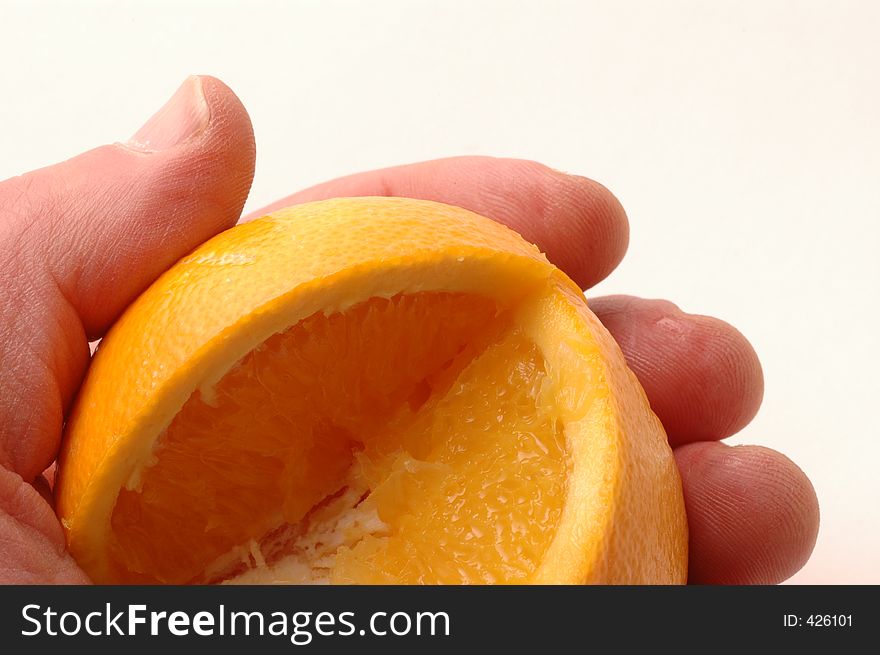 Navel orange in hand for weight control and health. Navel orange in hand for weight control and health