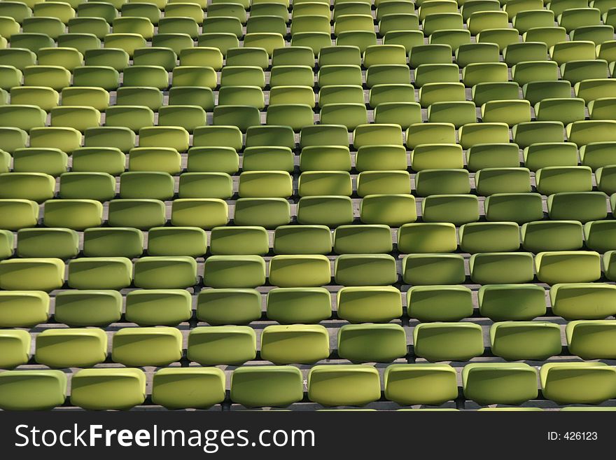 Seats in a football stadium. Seats in a football stadium